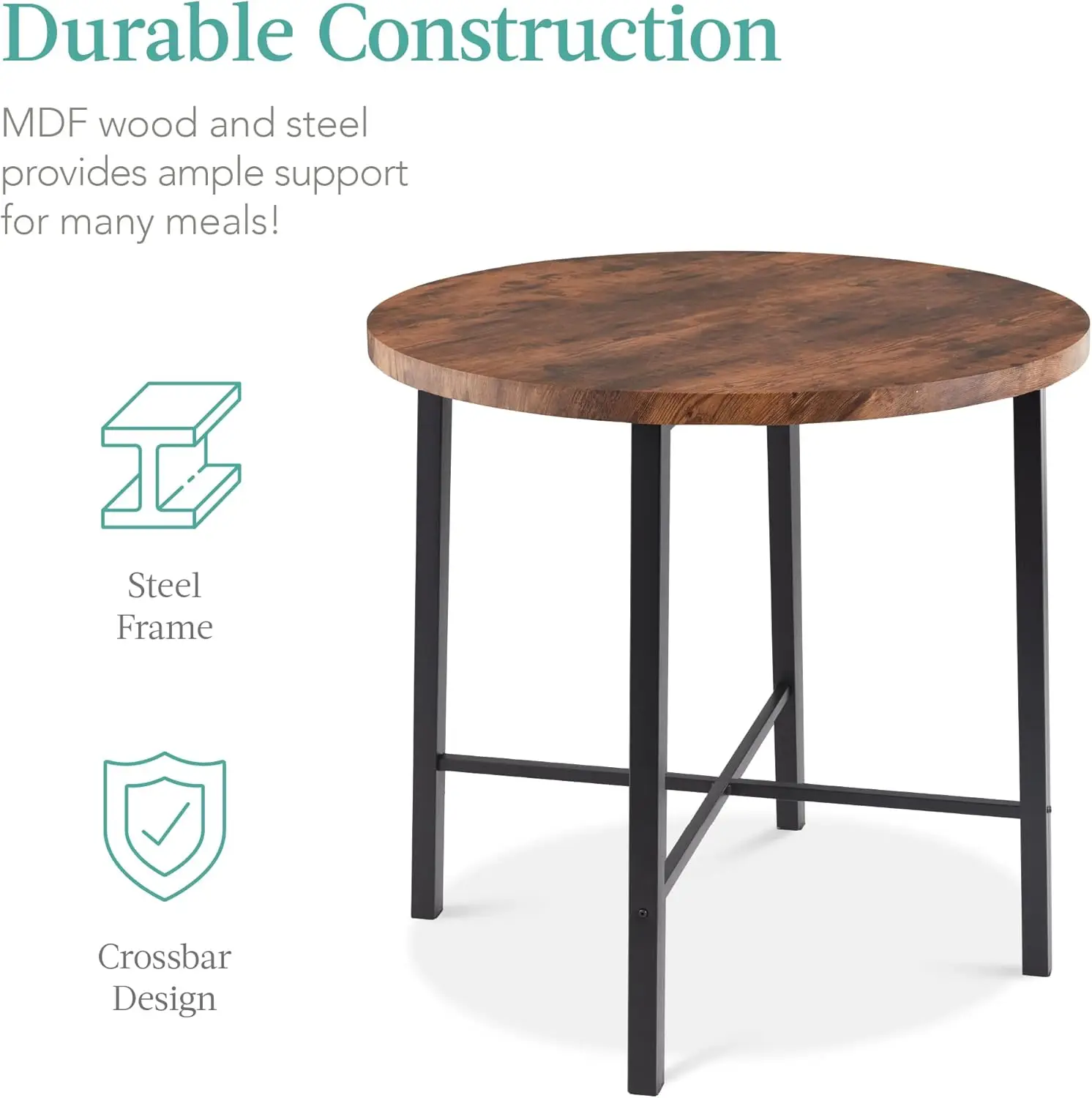 Comptoir rond moderne recommandé pour la cuisine à domicile, ensemble de salle à manger avec 4 chaises, 1,5 po, 35,5 po, 5 pièces