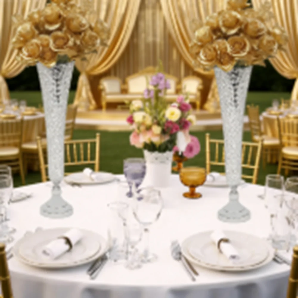 

Heavy Tall Centrepiece Stand Flower Arrangement Wedding Table Centerpieces Crystal Base For Floral Arrangements Wedding Decor