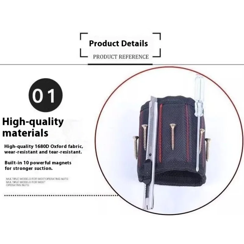 Starker magnetischer Armband-Werkzeughalter für Elektriker, Zimmermann, Nägel, Schrauben, Aufbewahrung, mehrere Taschen, Arbeit, Handgelenkschlaufe, Organizer, Neu