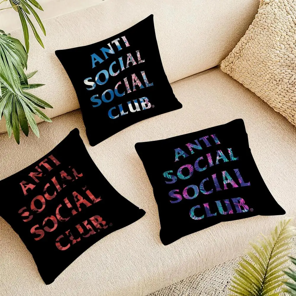 A-Anti Social Social Club Cushion Cover Linen Square Pillow Case Naturally Durable Hypoallergenic Gentle On Sensitive Skin