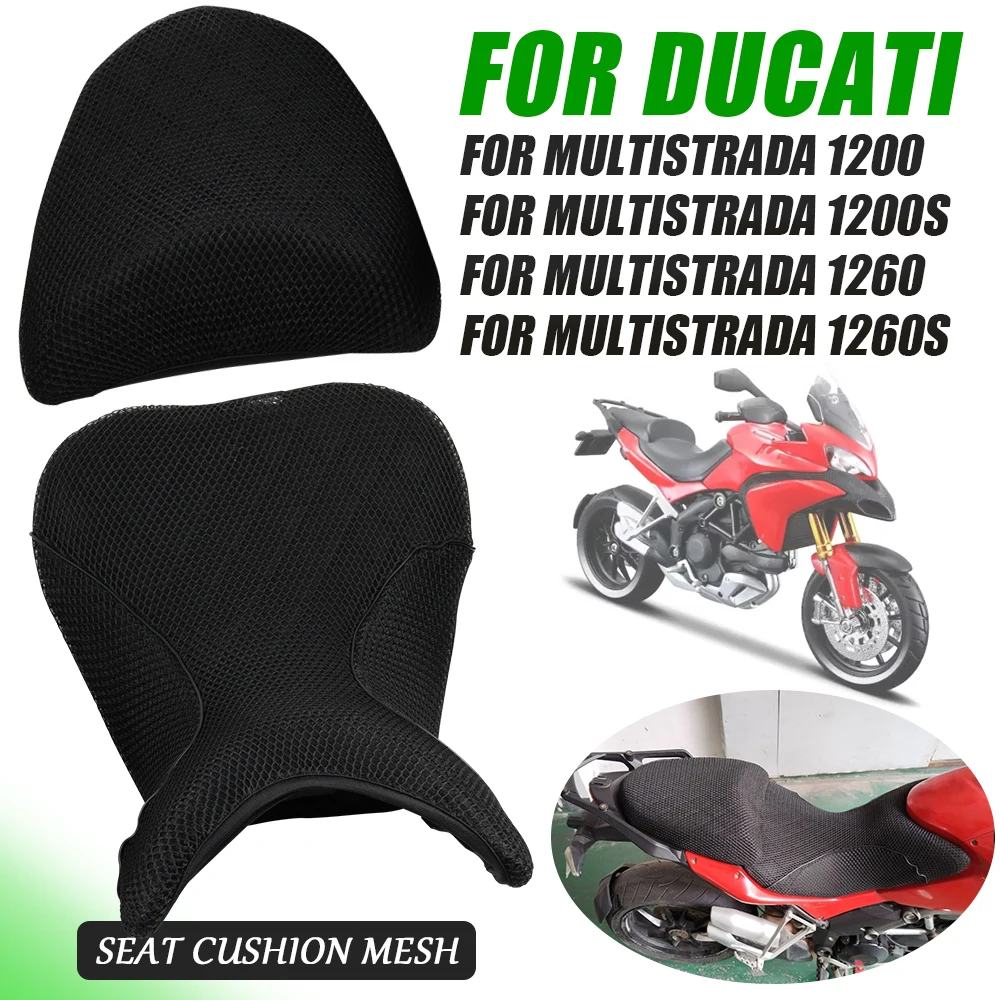 Motorcycle Seat Cushion Cover Anti-Slip 3D Mesh Fabric Breathable Waterproof For DUCATI Multistrada 1200 S 1200S MTS 1260 1260S