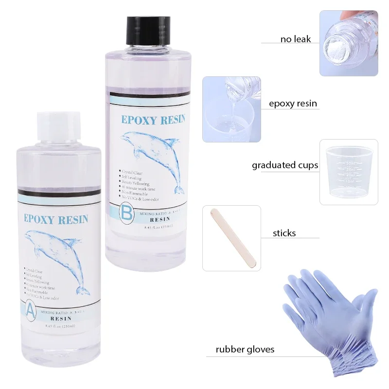 Crystal Clear Epoxy Resin Kit - No Yellowing No Bubble Art Resina Casting Resins for Art Crafts, Jewelry Making, Wood & Molds