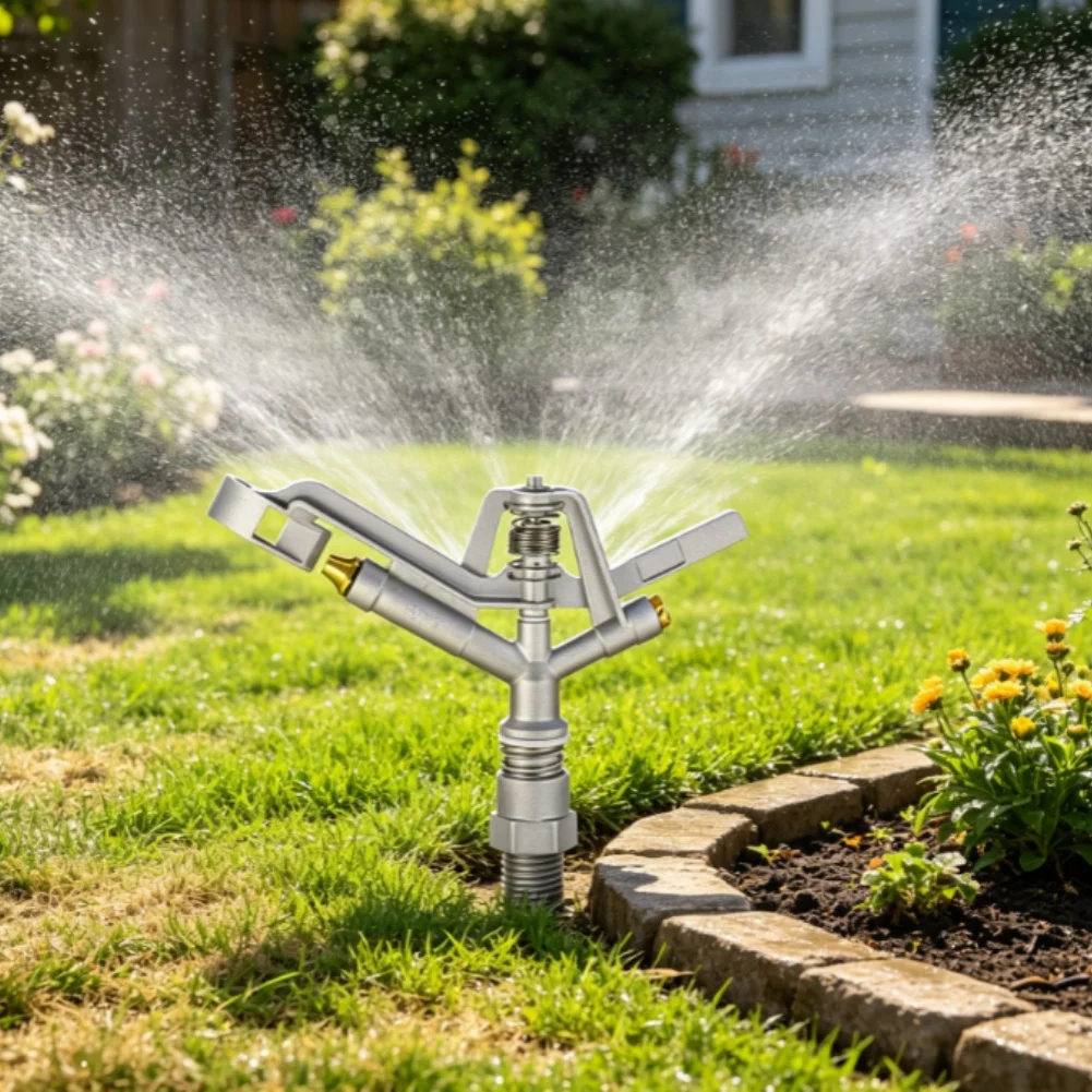 Aluminum Alloy Rocker Sprinkler Head with 1 Inch Threaded Inlet for Garden Agricultural Irrigation 360 Degree Rotation