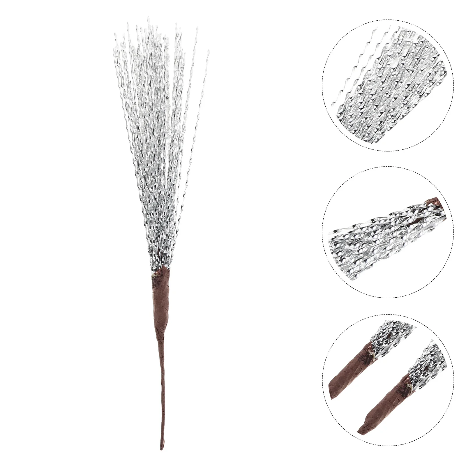 

2Pcs Flashy Wheat Stem Decorations Silver Glitter Tree Picks for Christmas Winter Party Wedding Vase Filler Holiday Sparkling