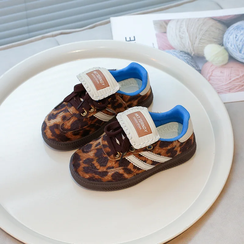 Children Casual Sneakers Leopard Boys Girls De Training Shoes Four Seasons Models Hundred Non-slip Kids Board Shoes