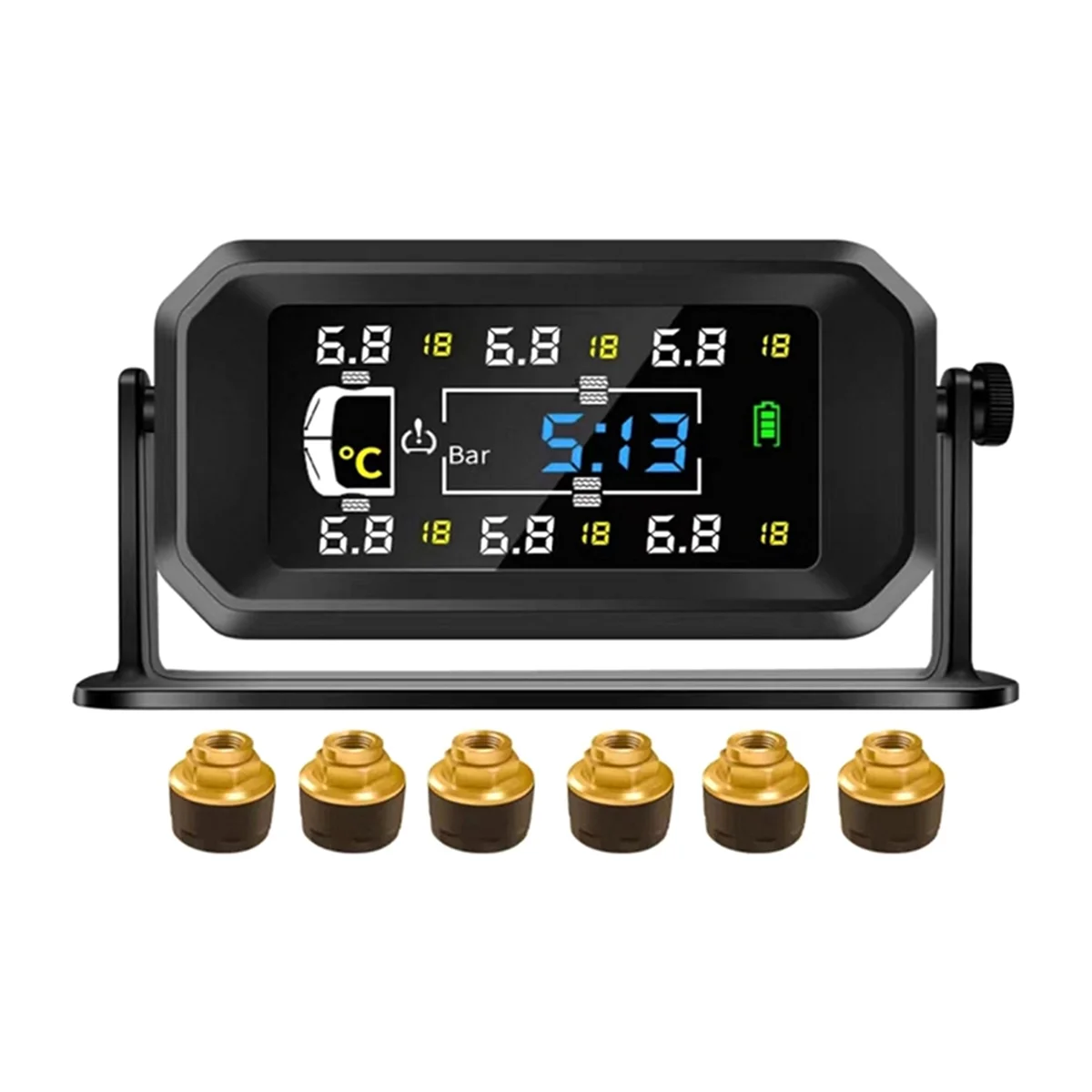 

Автомобильный автофургон, грузовик, TPMS, 6-колесный датчик, солнечная система контроля давления в шинах, температура, часы, дисплей давления воздуха, будильник B