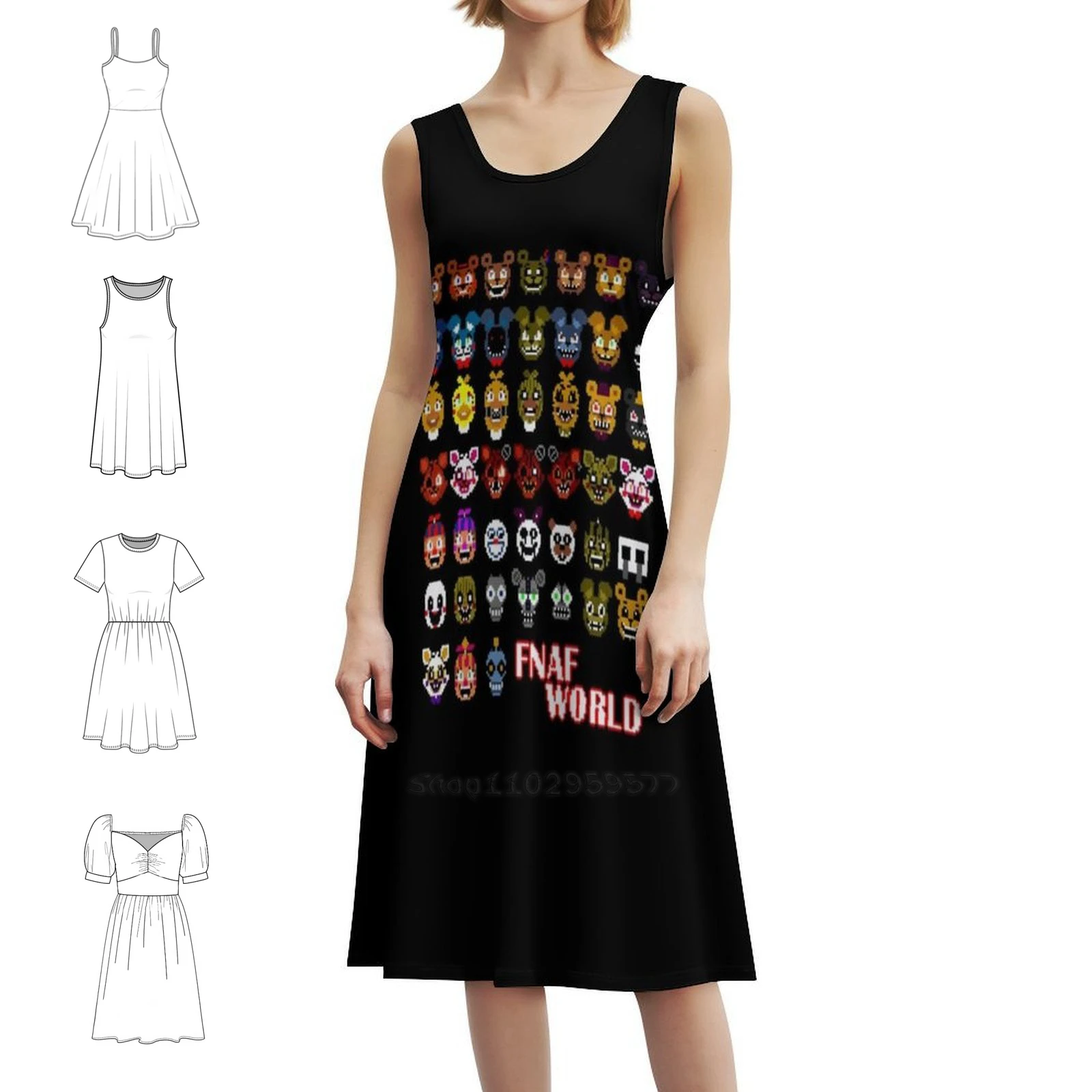 

Fnaf World Korean Style Dress For Women Elegant Casual Dress For Party Or Daily Wear Dot Day Fnaf World Party Dresses