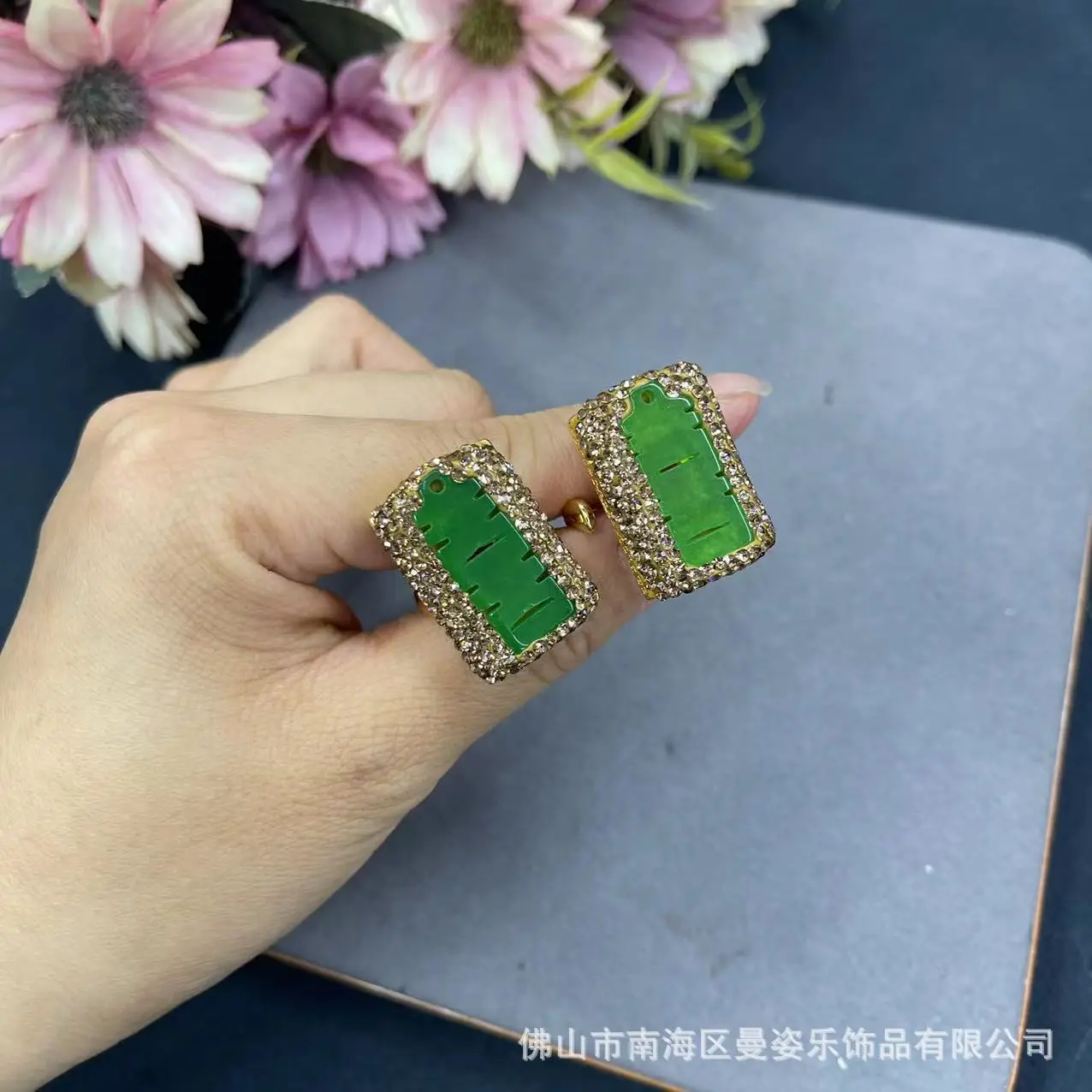 DIY accessories Natural dry bluestone accessories handmade live mouth ring adjustable color retention original design personaliz