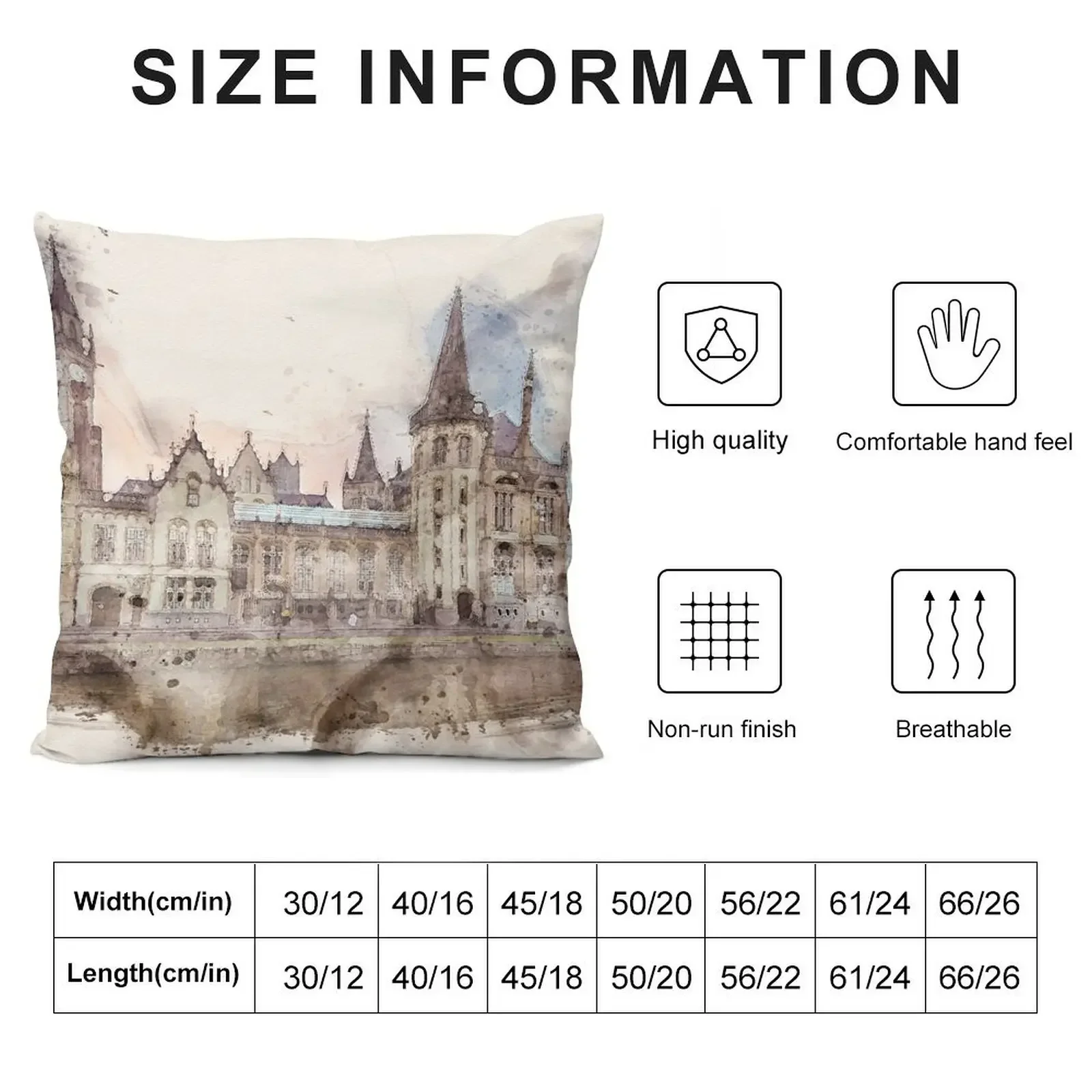 watercolor ghent buildings Throw Pillow Cushion Child Couch Cushions pillow