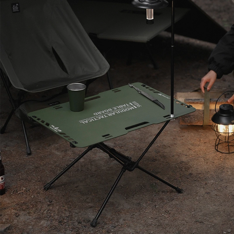 Tactical Folding Table Portable Multifunctional Combination Table Lightweight Aluminium Alloy Picnic Camp Table Army Green Style