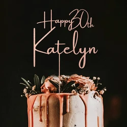 Personalized Acrylic Happy Birthday Cake Topper, Custom, 30th, 40th Birthday, Party Decoration, Bar Mitzvah