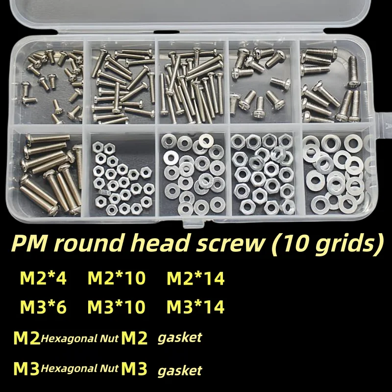 Hex Nuts and Bolt Set  Pieces, Durable M2 - M4 Metric Size, Universal Hardware Kit for DIY Projects and Repairs