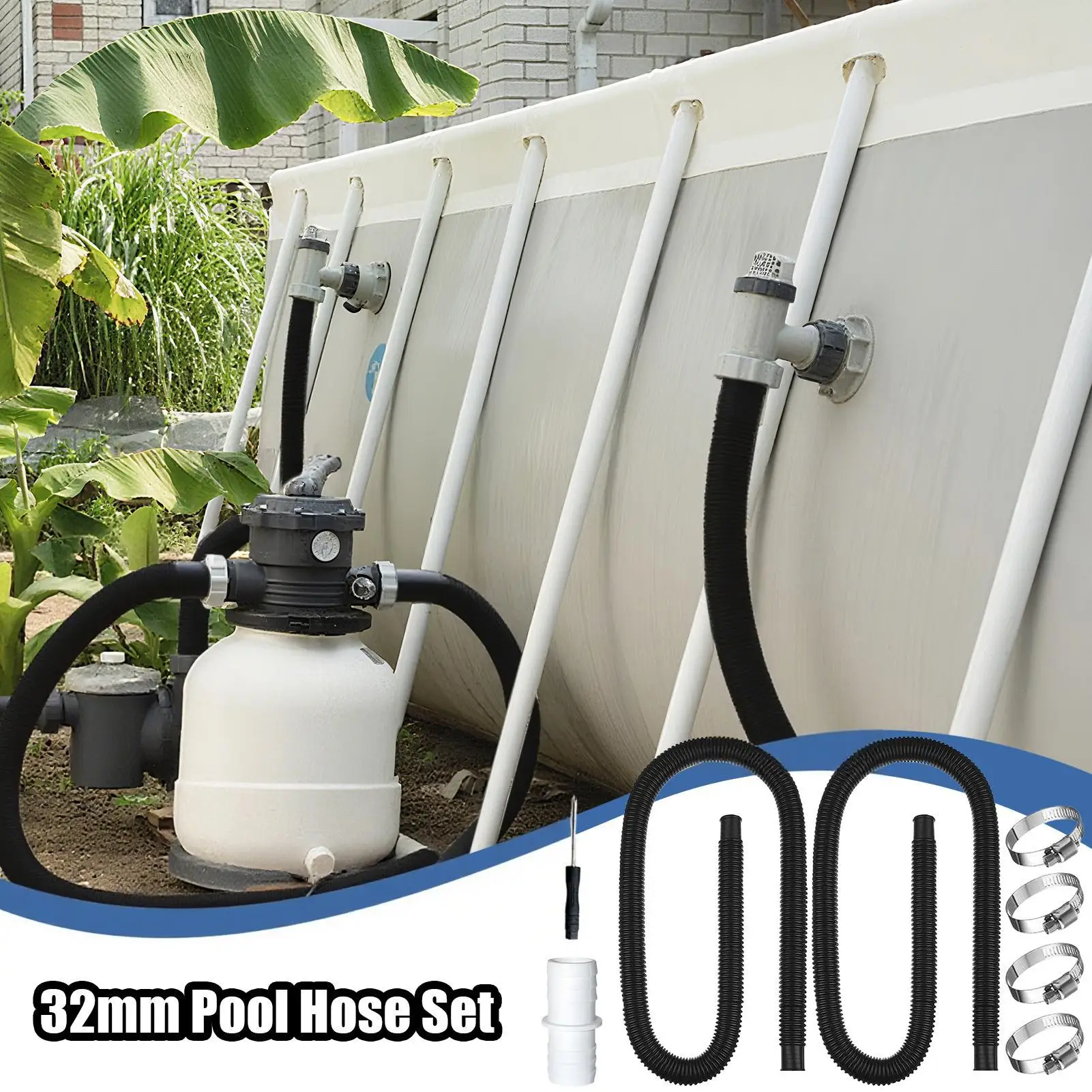 

Swimming Pool Hose 32mm Pool Replacement Tube Kit Spa Replacement Parts For Outdoor Backwash Spa Swimming Drainage Summer