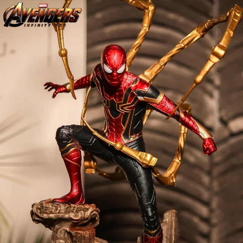 28cm guerra infinita ferro spiderman figura de ação pvc estatueta estátua boneca modelo colecionável decoração brinquedos presentes do festival