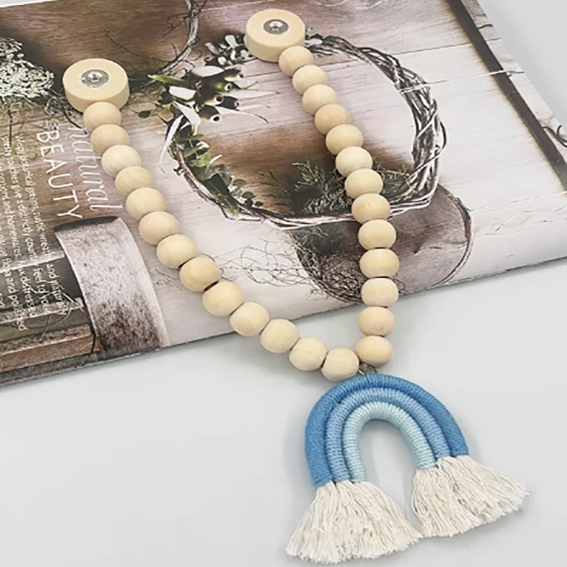 2 قطعة ستارة شرابة قوس قزح مشبك مغناطيسي خرز خشبي ياباني شخصية حزام ستارة منزلي حبل ربط مغناطيسي