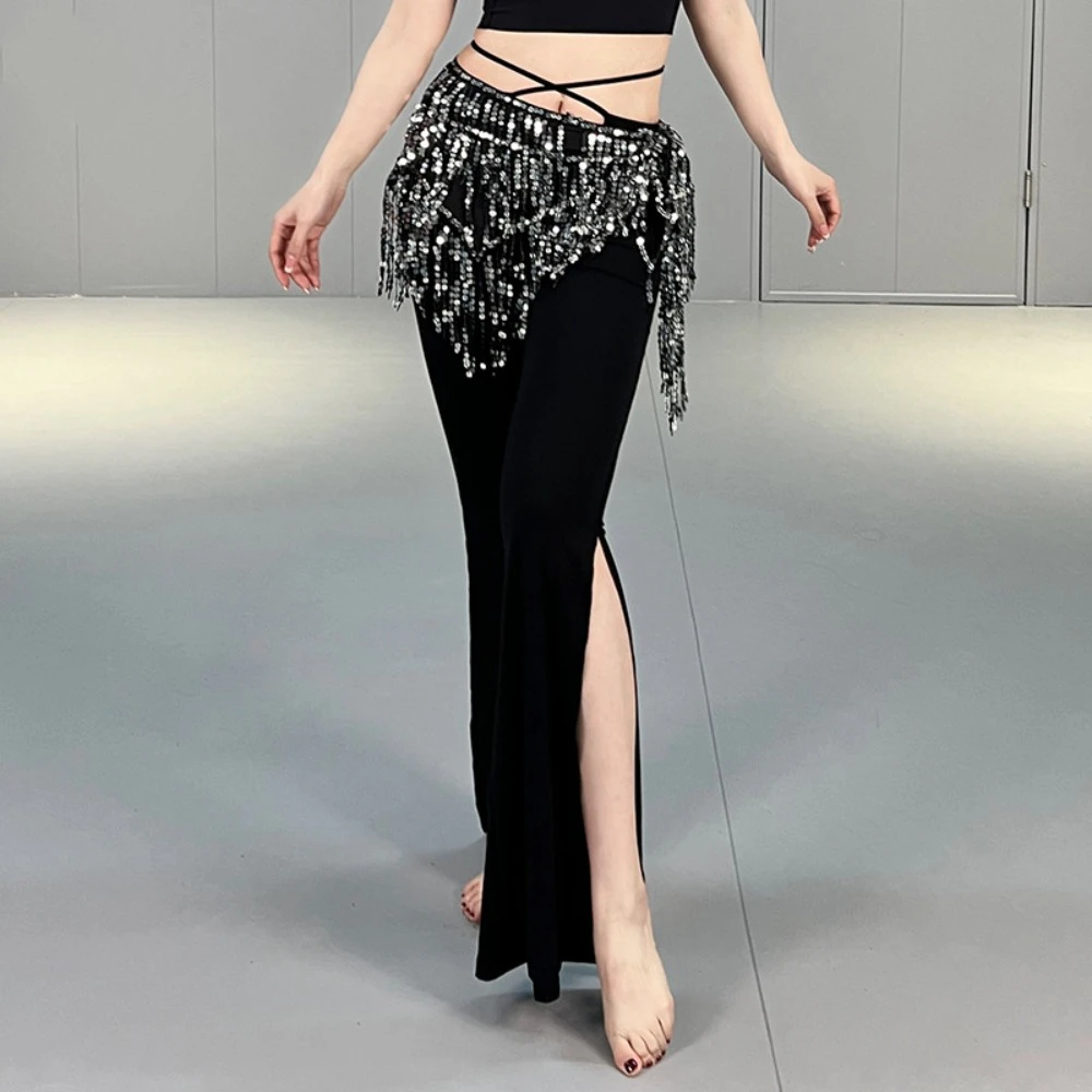 반짝 이는 스팽글 밸리 댄스 힙 스카프 술 반짝 이는 댄스 스커트 허리 벨트 우아한 인도 스타일 여성 허리 체인 파티