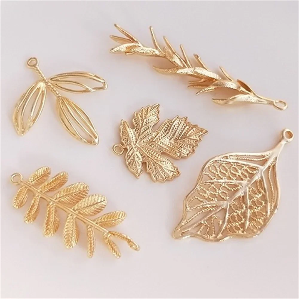 14K Gold Maple Leaf Willow Branch Pendant Pendant DIY Handmade Earrings Tassel Earrings Hairpin Charm K237