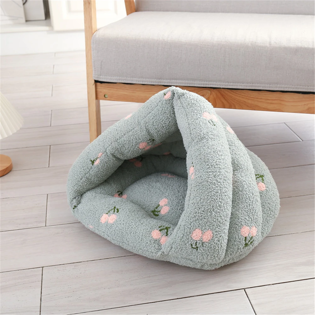 Warm Soft Puppy Nest Kennel Deep Sleep Cat Cushion House Kitten Sleeping Bag Basket For Small Dogs Cats Winter Plush Pet Bed