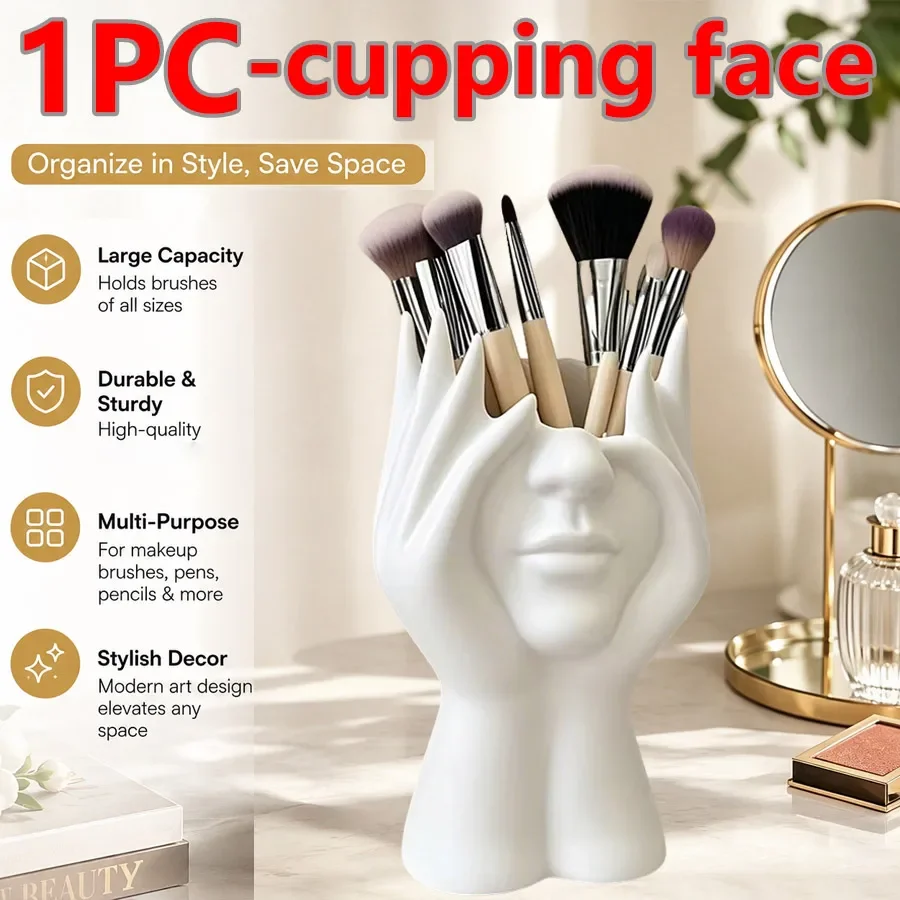 1PC Handmade Human Body Art Makeup Brush Holder Creative Desktop Accessory Unique Craftsmanship for Beauty Tools Organization