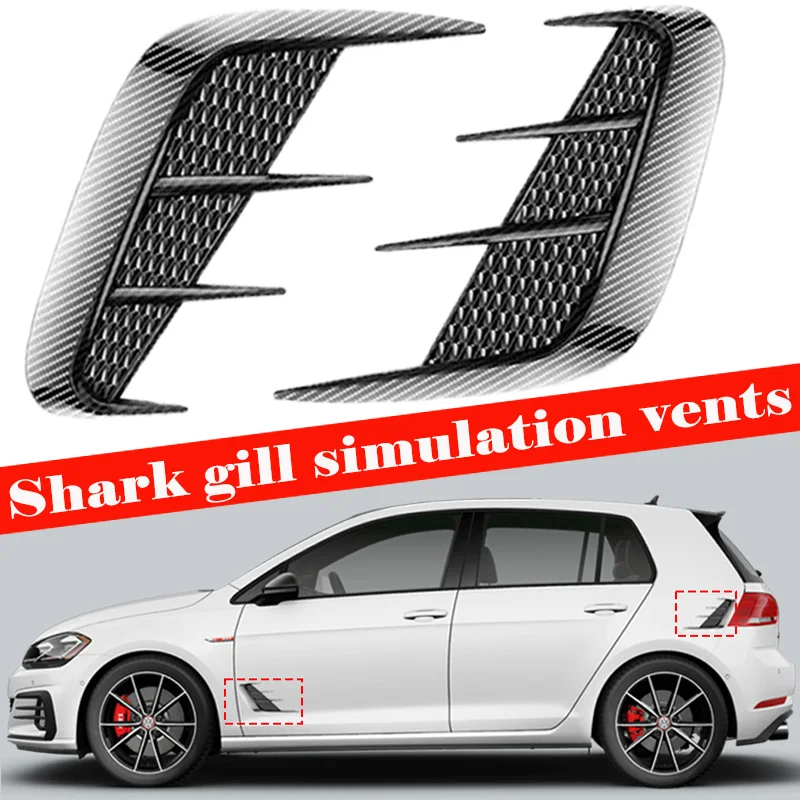 2Pcs Car Side Fender Shark Gills Emulation Air Vents Grille Hood Trim FOR VW Golf 2 3 4 5 6 7 GTI GTD R R32 Mk4 Mk5 Mk6 Mk7 MK8