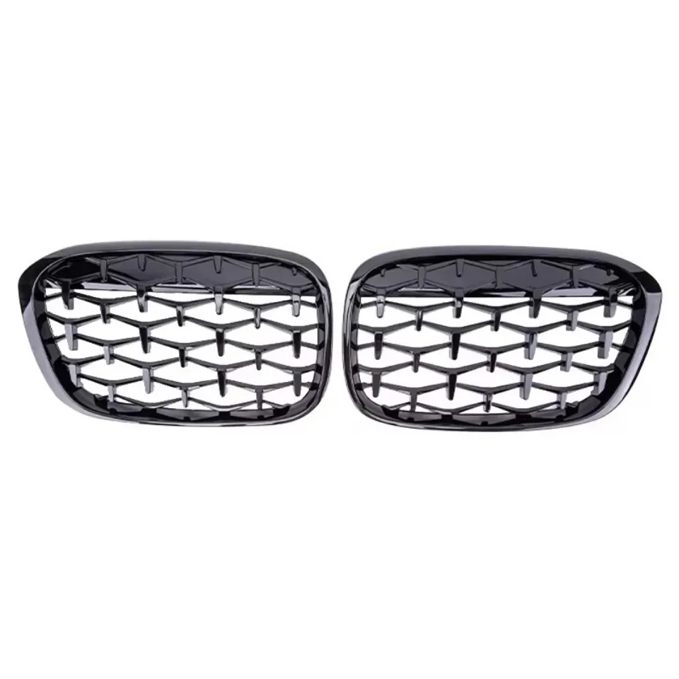 XVIP glänzende schwarze Diamanten-Stil Frontstoßstangen-Nierengitter für BMW X1 F48 F49 2016–2019. Oberes Racing-Gitter im glänzenden Linien-Stil – Detail 11
