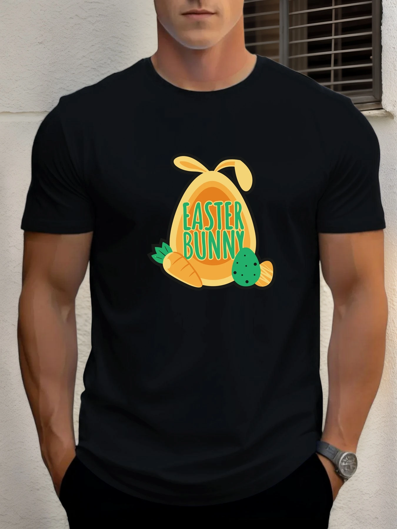 

T Shirt For Men's Easter Bunny 100% Cotton Graphic Print Summer Round Neck Tee Casual Breathable Streetstyle Daily Cool T Shirt