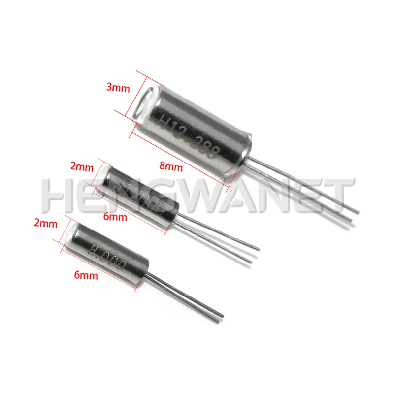 10pcs 2*6MM 3*8MM Oscillator Quartz Crystal Cylinder 6MHz 8MHz 12MHz 16MHz 24MHz 32.768KHz Frequency Resonator 2x6 3x8