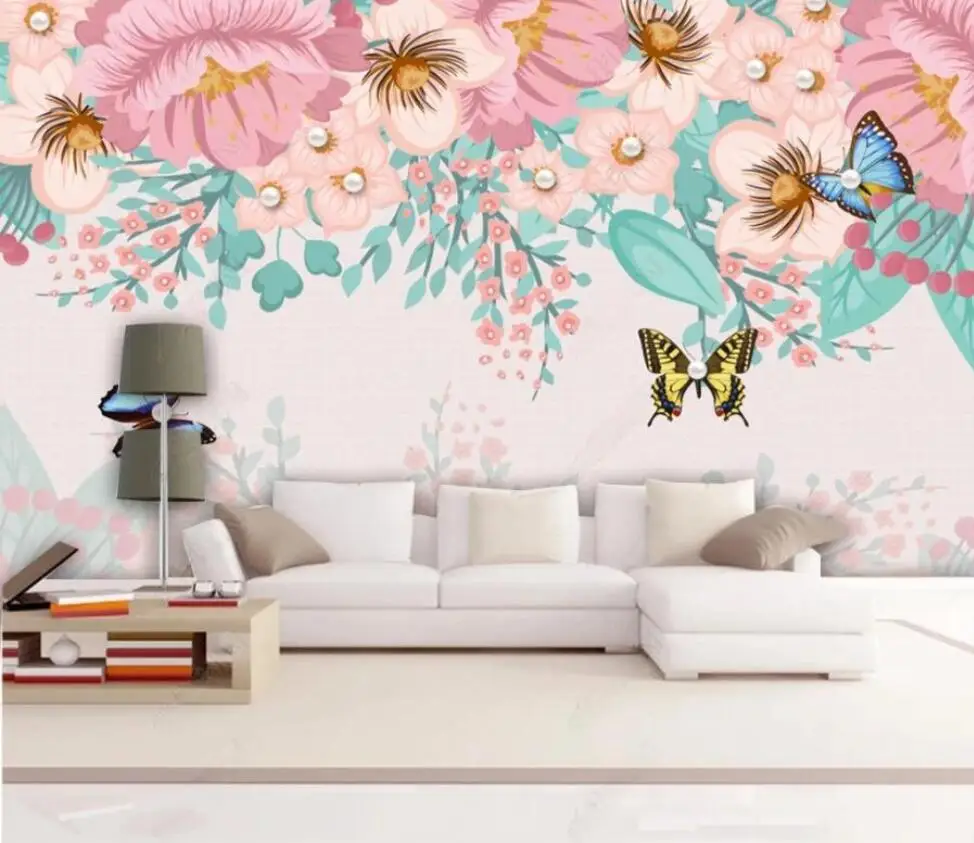 

Custom relief wallpaper hand-painted Vintage watercolor flower mural living room bedroom TV background mural 3d wallpaper