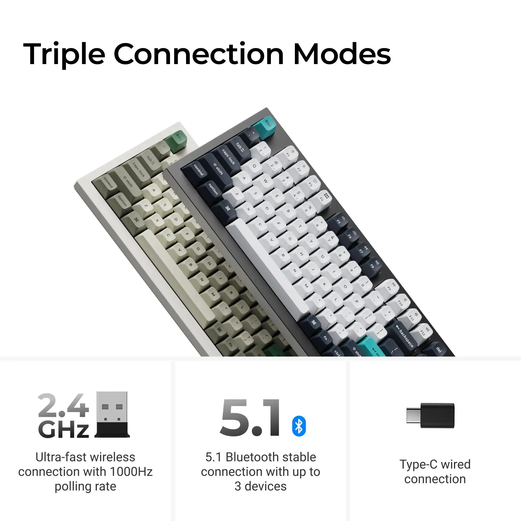 Keychron Q5 Max QMK/VIA Wireless Custom Mechanical Keyboard for Mac Windows Linux QMK/VIA Programmable Knob