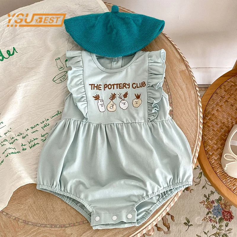 

Sweet Girls Rompers Summer Toddler Kids Baby Girls Embroider Rompers Children Clothes Infant Girls Sleeveless Jumpsuit