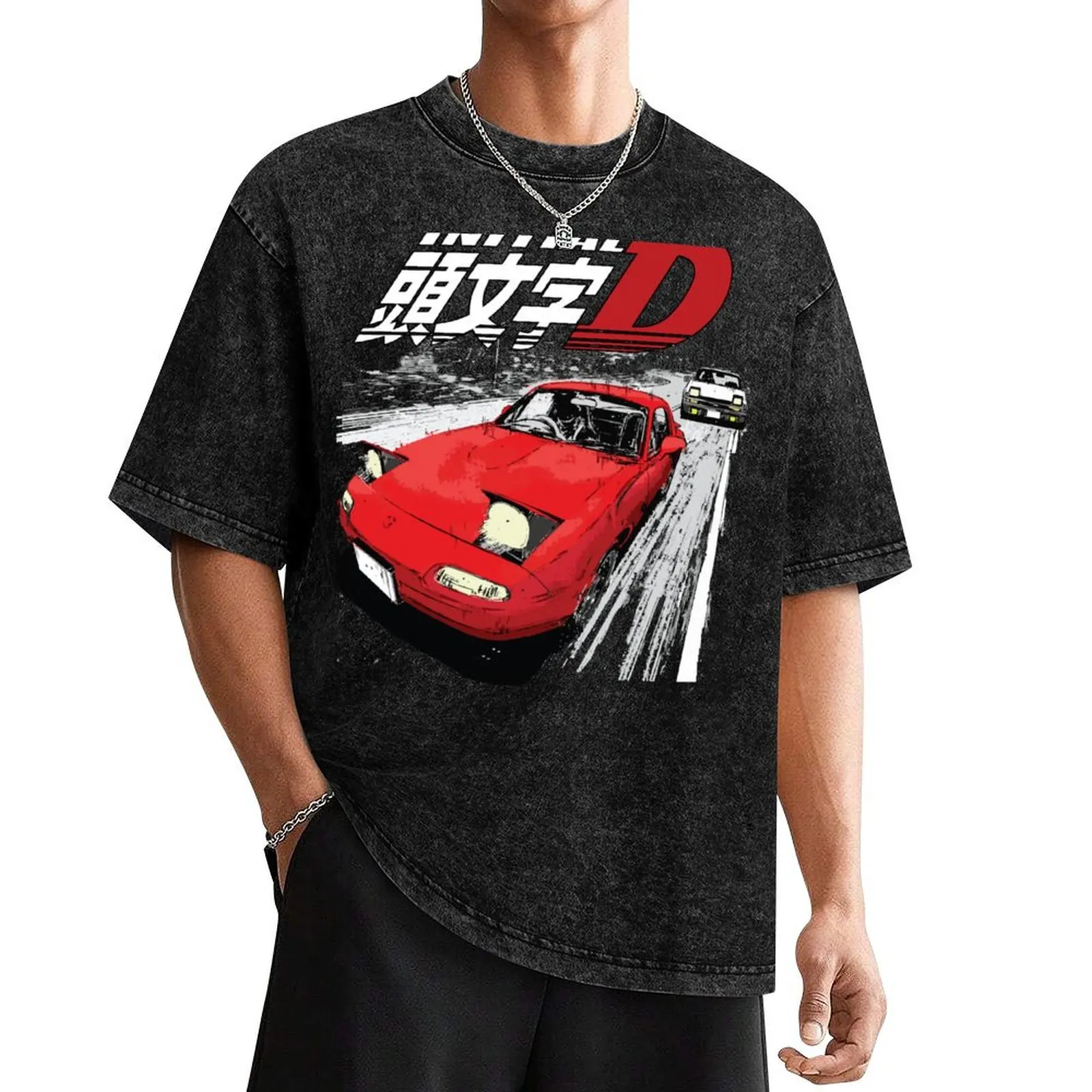 Initial D - Mountain Drift Racing Tandem Takumi Fujiwara AE86 vs Toru Suetsugu's Eunos MX5 miata NA Roadster T-Shirt