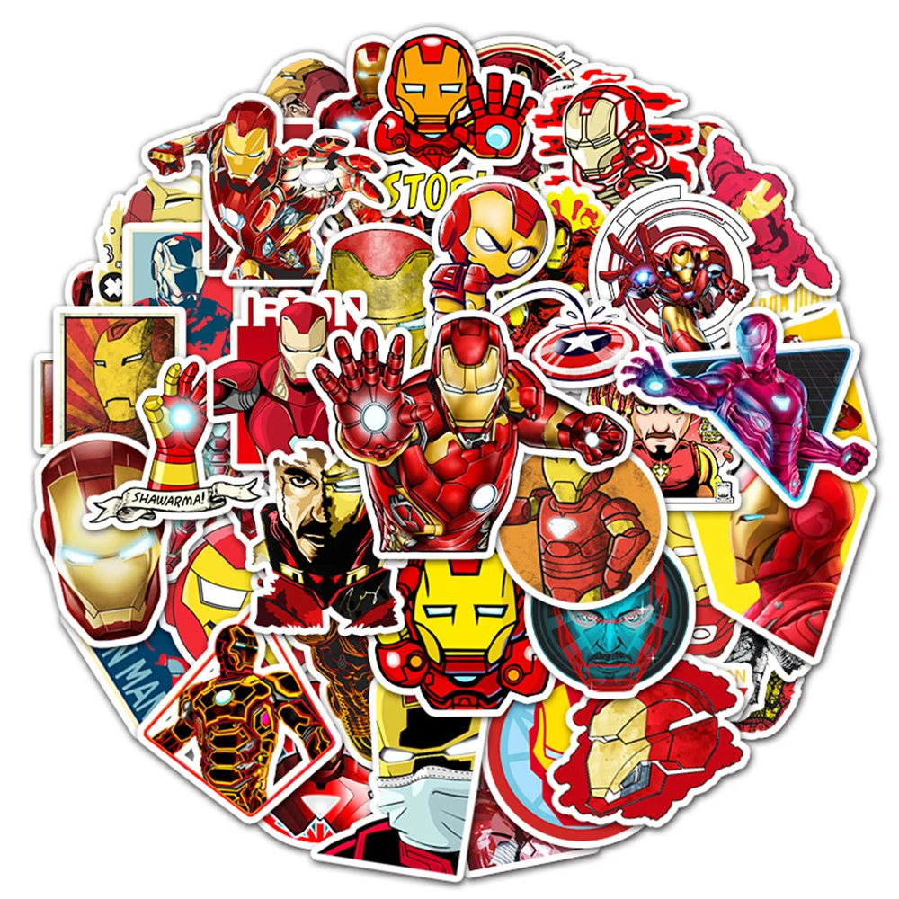 10/30/52PCS Disney The Avengers Iron Man Stickers DIY Laptop Luggage Skateboard Waterproof Cool Graffiti Decals for Kid Toys