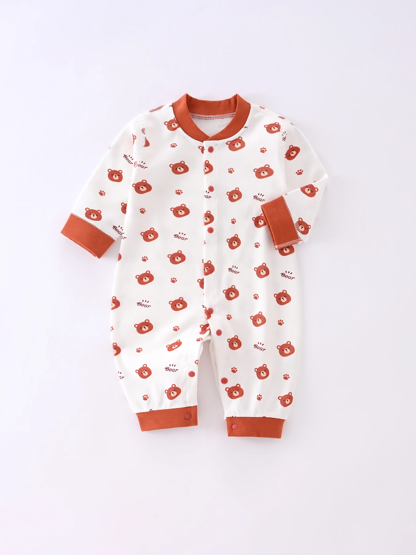 

Baby Onesie Thin Long Sleeve Cute Bear Printed Cotton Onesie Boys Girls Newborn Onesie For Four Seasons