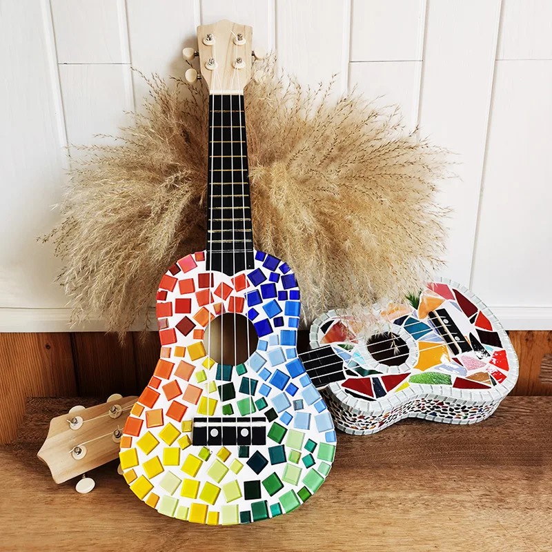 Handmade DIY Mosaic Ukulele Semi-finished Material Bag Children's Birthday Gift Creative Toy Home Decoration Decoration Crafts