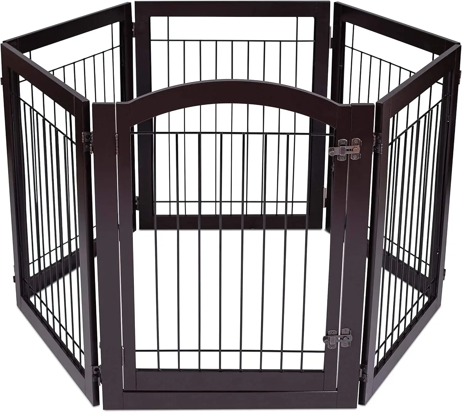 drock Home Indoor Dog Pet Gate With Door - 6 Panel - 30 Inch Tall - Enclosure Kennel Pet Puppy Safety Fence Pen Playpen -