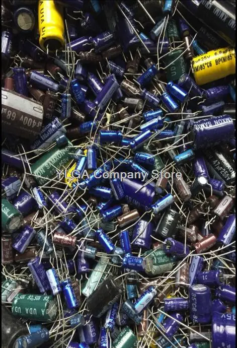 500 gramów w opakowaniu Kondensator Kondensator elektrolityczny Pakiet komponentów elektronicznych Mieszany Odczyt przed fotografowaniem — zdjęcie 4