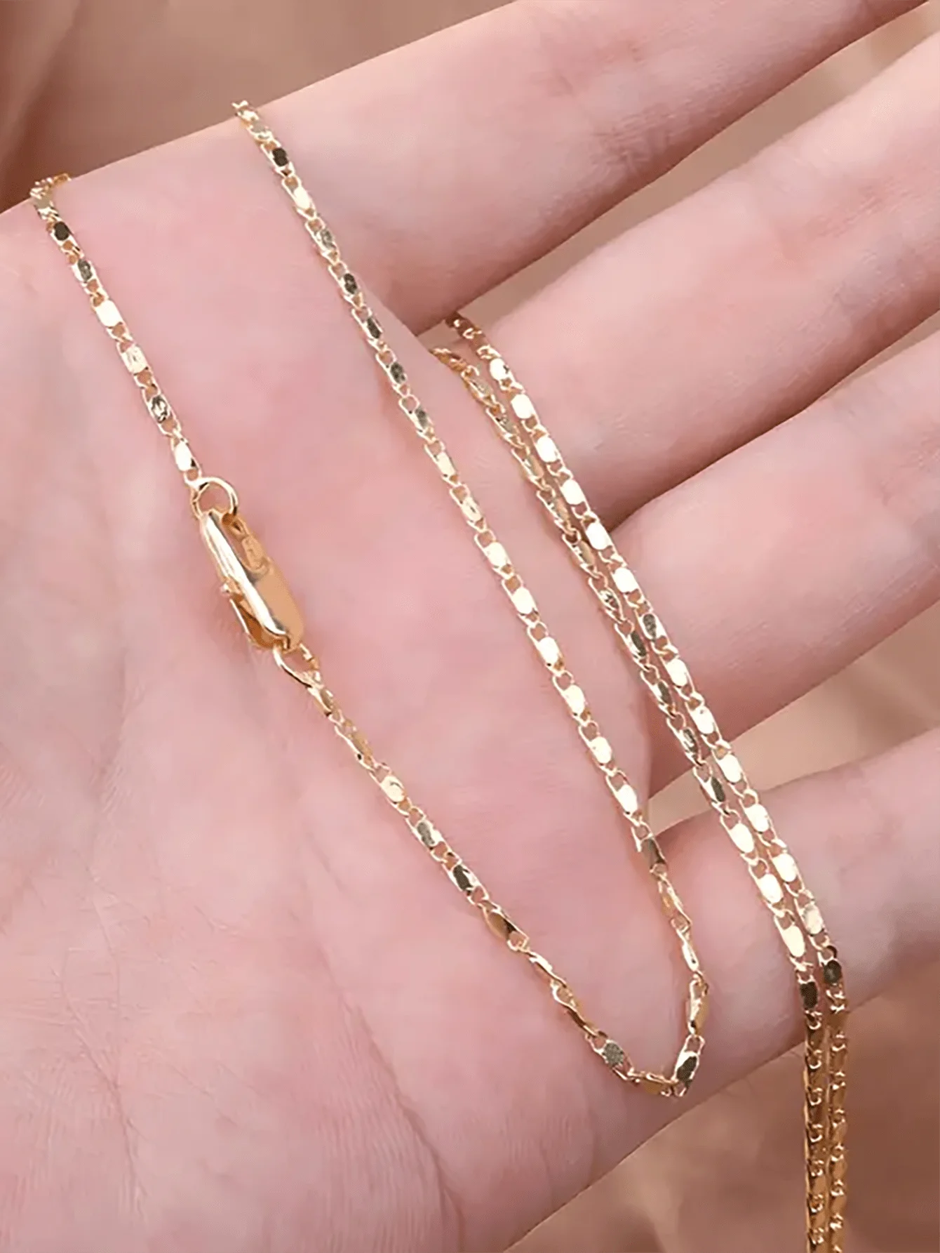 1 unidad Cadena de eslabones italiana plana de 2MM chapada en oro, estilo punk, para hombre y mujer, DIY, elegante, con diseño de amor, joyería de moda, 16'-30'