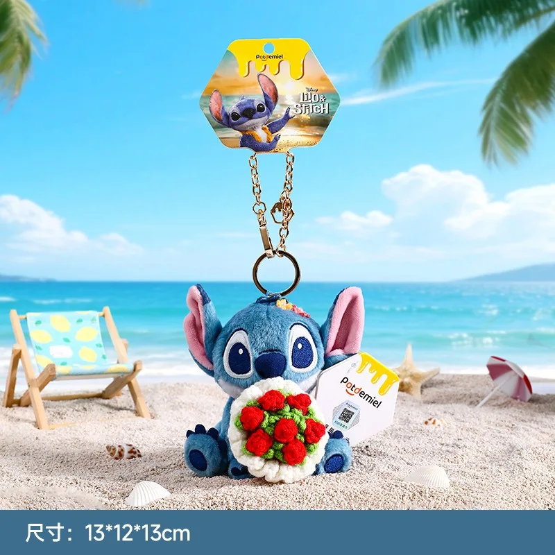 Disney Genuine Kawaii Star Baby Stitch Car Keychain Plush Doll Stitch Couple Keychain Pendant for Friends Best Birthday Gift