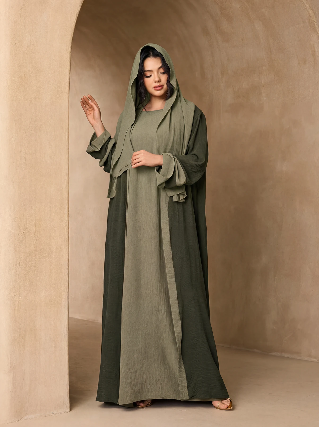 Two Tone Contrast Cuff Open Ab - Abaya Modest Wear 评论和价格