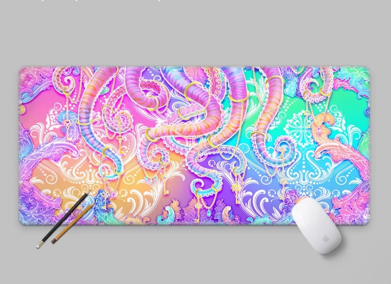 Gothic Dark Style Octopus Mouse Pad Extra Large Thick Waterproof and Stain Resistant Natural Rubber Laptop Office Anime Table