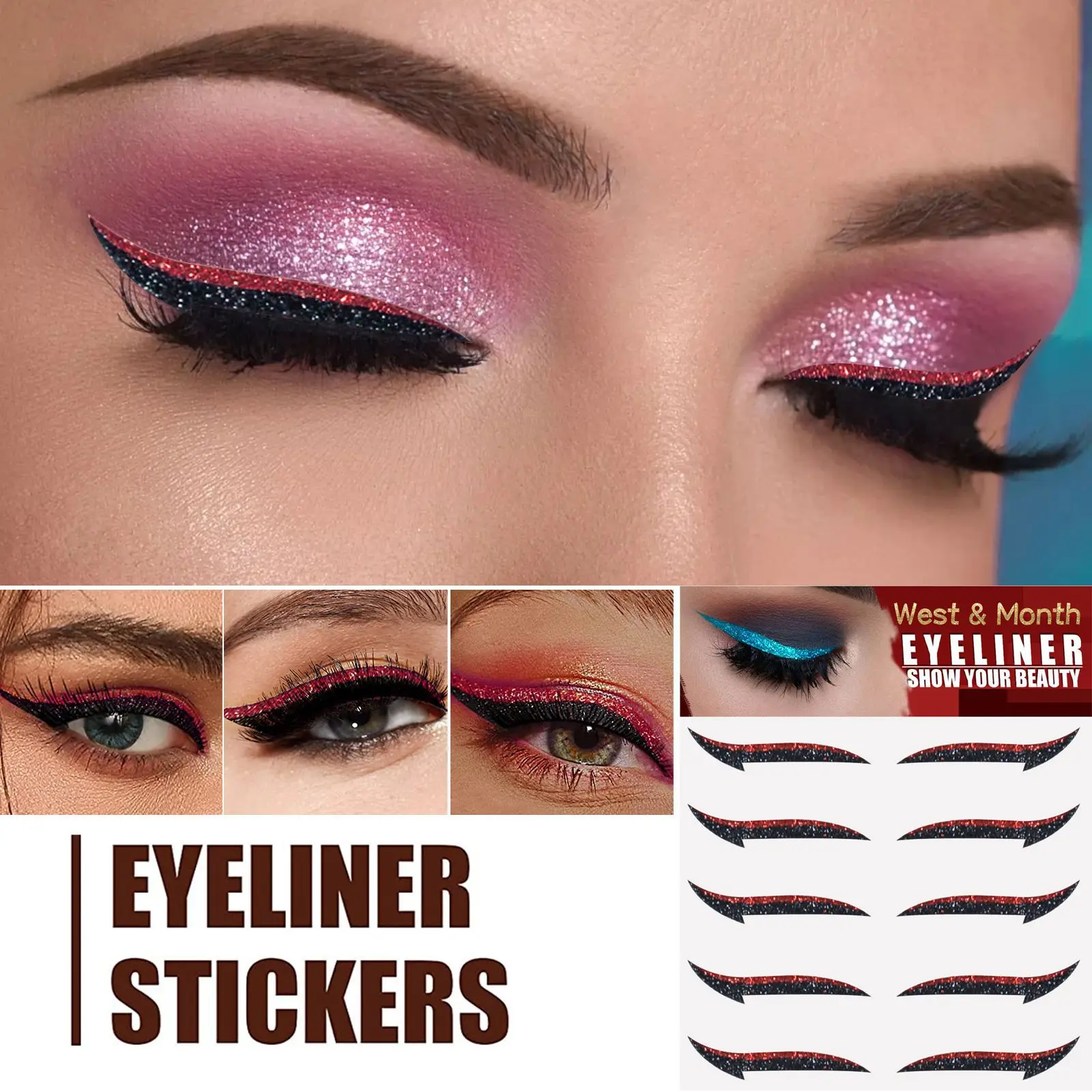 West&Month Eyeshadow Stage Makeup Eye Makeup European And American Eyeliner Self-Adhesive Double Eyelid Eye Makeup