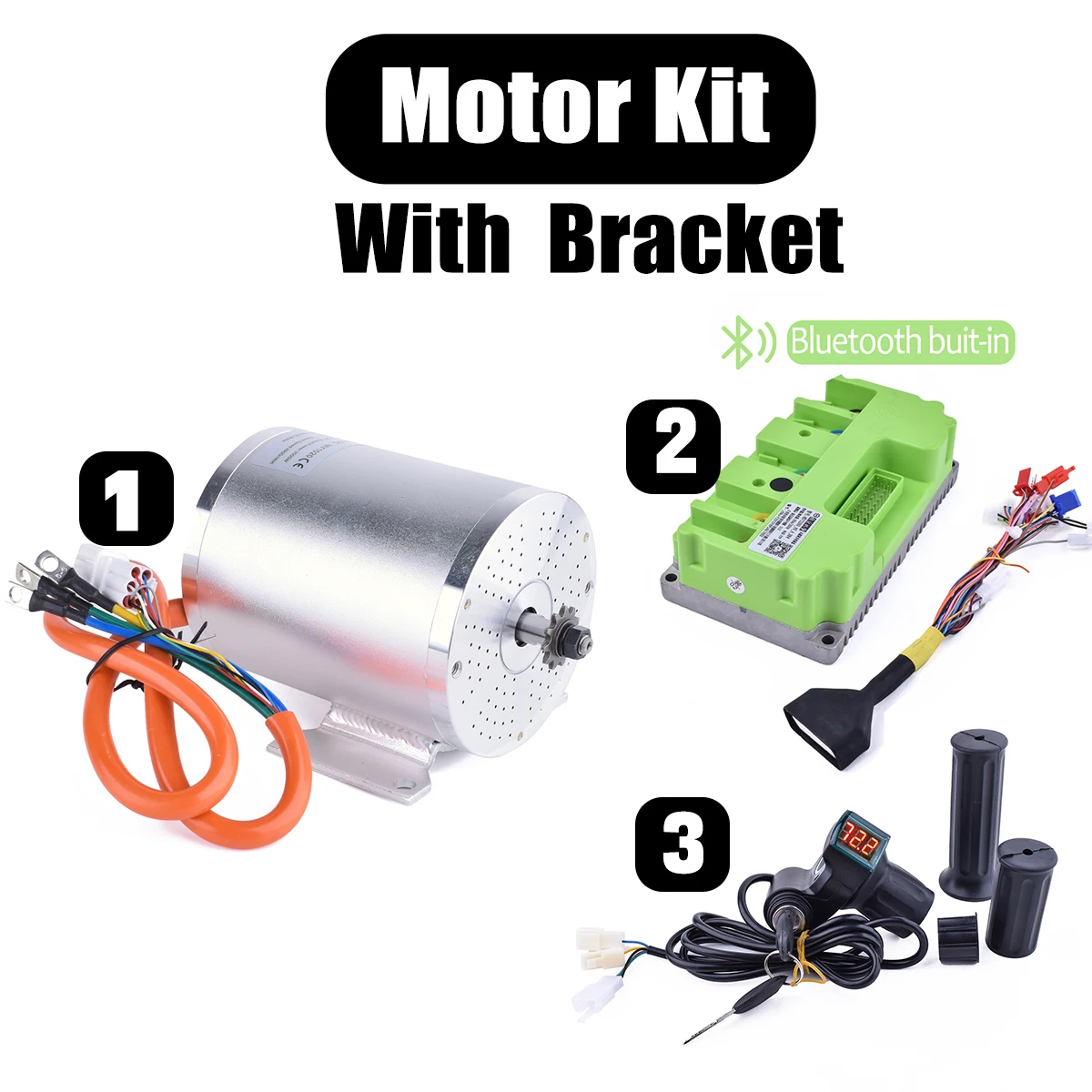 72 V 3000 W Borstelloze Motor Kit Max 6700 RPM Temperatuur Sensing Elektrische DC Motor met 80A 72 V Fardrive Controller voor Go Kart