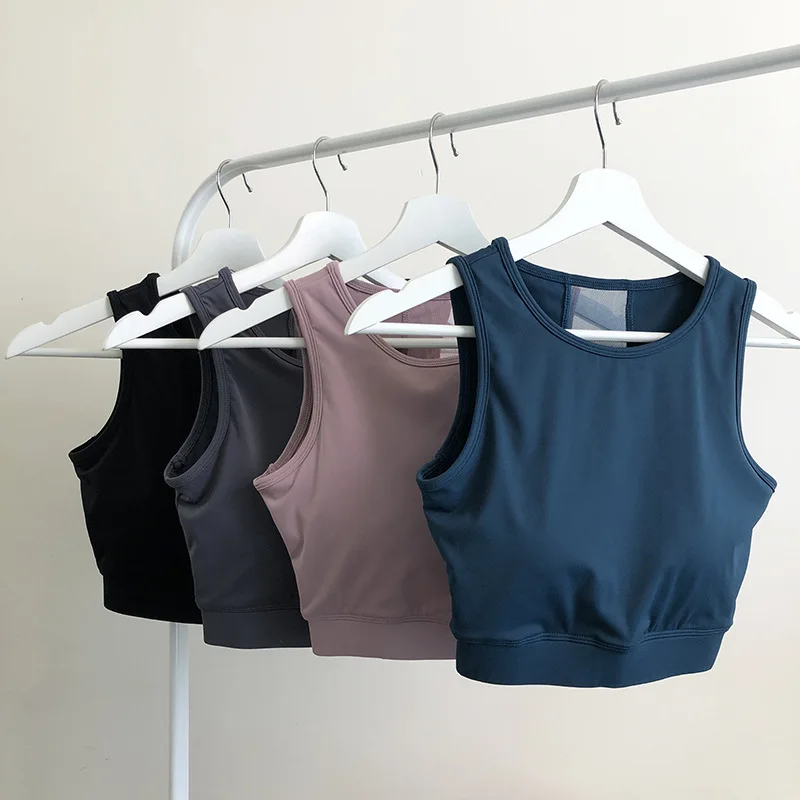 

Yoga Shirts Women Sleeveless Cropped Gym Tops Fitness Running Workout Sport T-Shirts Sports Wear Vest Short Fitness Tank Top