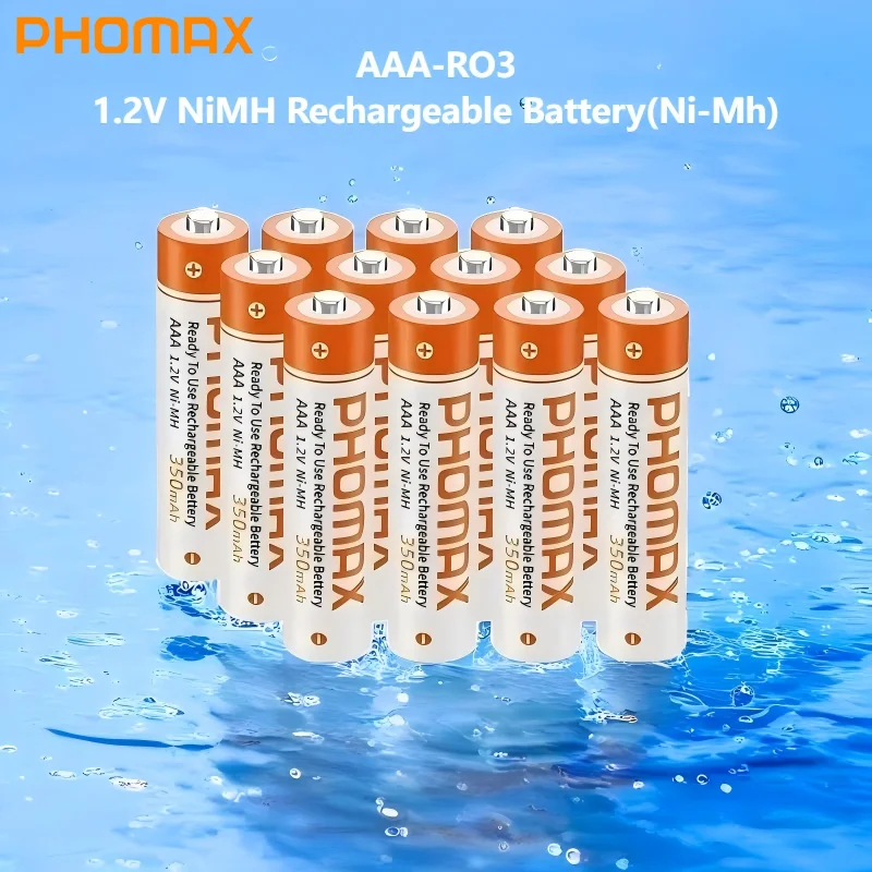

PHOMAX Factory Wholesale Sell Battery Rechargeable 350mAh 1.2V AAA Ni-MH Rechargeable Battery for Camera Microphone Flashlight