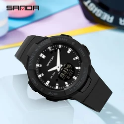 SANDA 6005 Luxury Sport Military Women's Watches 5ATM Waterproof White Fashion Quartz Watch for Female Clock Relogio Feminino