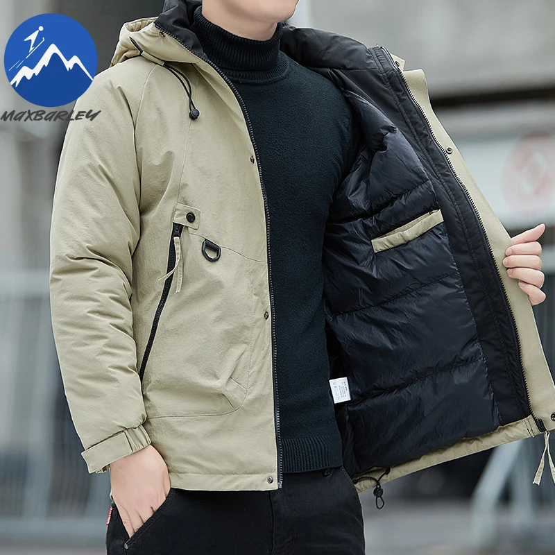 

COMXZ 2025 Winter Jacket Men Fashion Casual Thick Thermal Windproof Cotton Padded Jacket Outdoor Hiking Snow Warm Hooded Parka