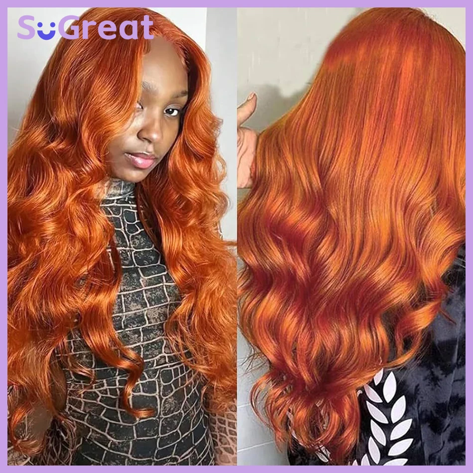 200 Density Body Wave Human Hair Wigs Ginger Lace Front Wig Human Hair 13x4 Ginger Wig Transparent Lace Frontal Wig for women