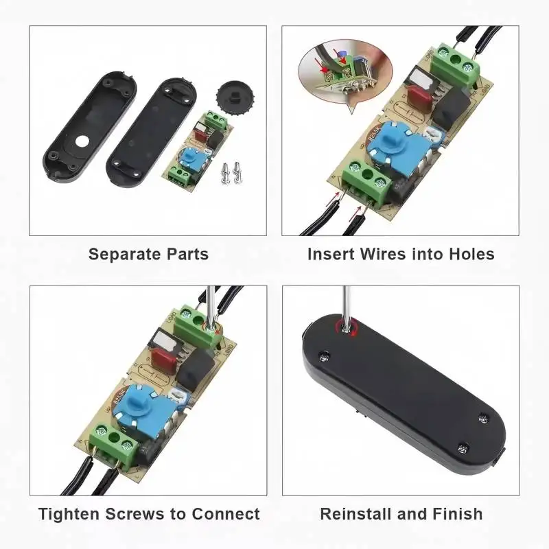 AC 220-240V LED Dimmer Switch Midway  Inline Full Range Rotary Dimmer Switch for DIY Power Cords
