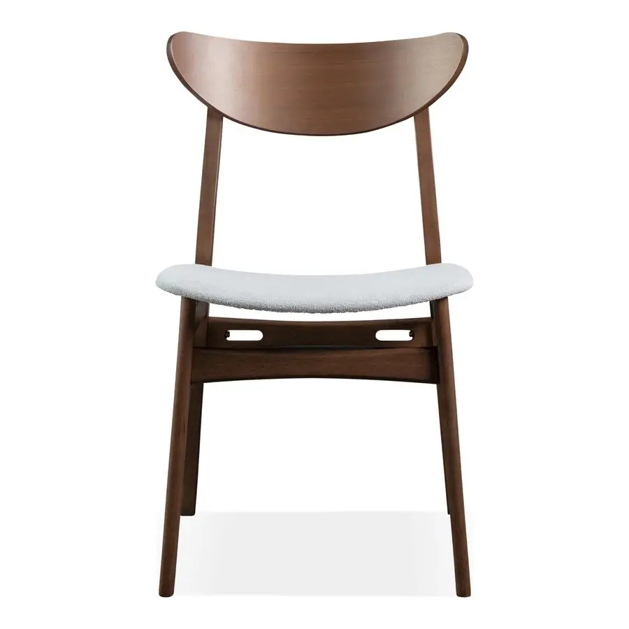 

Beck MidCentury Modern Dining Chairs Set of 2, Solid Wood with Curved Backrest and Angled Legs, Boucle Fabric Padded Seat for Di