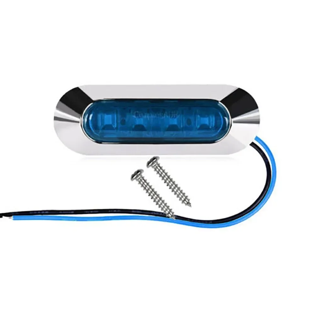 1Pc Waterproof 4LED Side Mark Lamp Blue Clearance Indicator Light Car Truck Trailer Lorry 12V24V Light Signal Lamp Chrome Cover